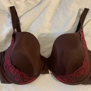 Wacoal Opulence Contour Brown and Red Lace Underwire Bra 853112